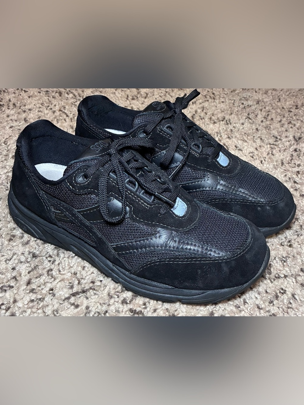 SAS Shoes Men’s Journey Mesh Lace Up Black Leather Walking Sneakers Mens 8M
